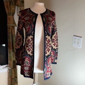 Charter Club Long Cardigan Sweater With Gold Tone Metallic Thread Modern XS